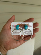 Load image into Gallery viewer, Kingman Turquoise Hoop Earrings
