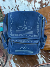 Load image into Gallery viewer, Navy Suede Backpack/Diaper Bag
