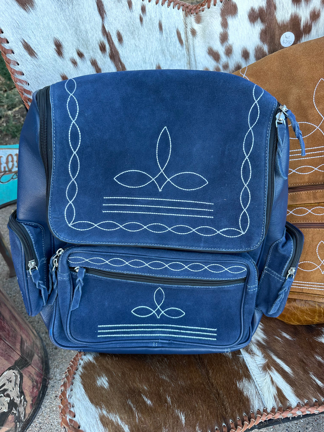 Navy Suede Backpack/Diaper Bag