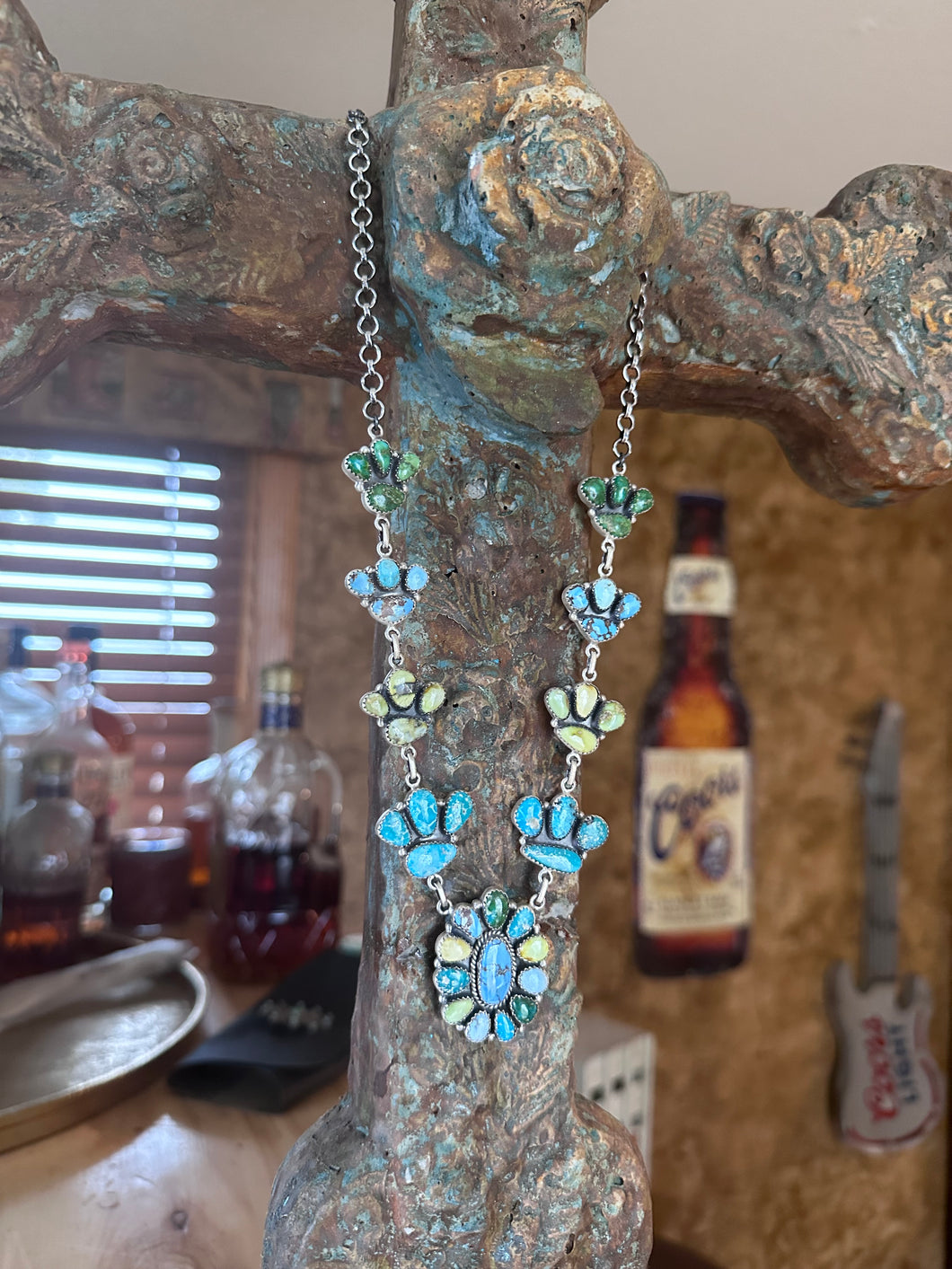 Mixed Turquoise Cluster Necklace
