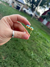 Load image into Gallery viewer, Size 6.5 Turquoise And Gold Ring
