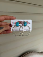 Load image into Gallery viewer, Kingman Turquoise Hoop Earrings

