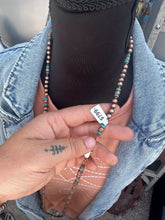 Load image into Gallery viewer, 60&quot; Copper Pearl and Turquoise Necklace
