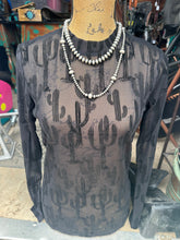 Load image into Gallery viewer, Black Cactus Mesh Shirt
