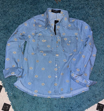 Load image into Gallery viewer, Embroidered Denim Pearl Snap
