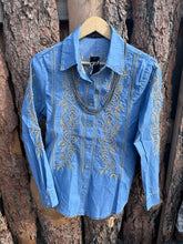 Load image into Gallery viewer, Embroidered Button Down Denim Top
