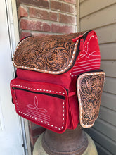 Load image into Gallery viewer, Red Suede Leather Backpack/Diaper bag
