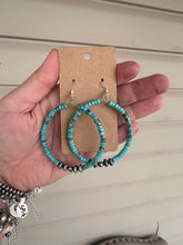 Load image into Gallery viewer, Turquoise Hoop Earrings
