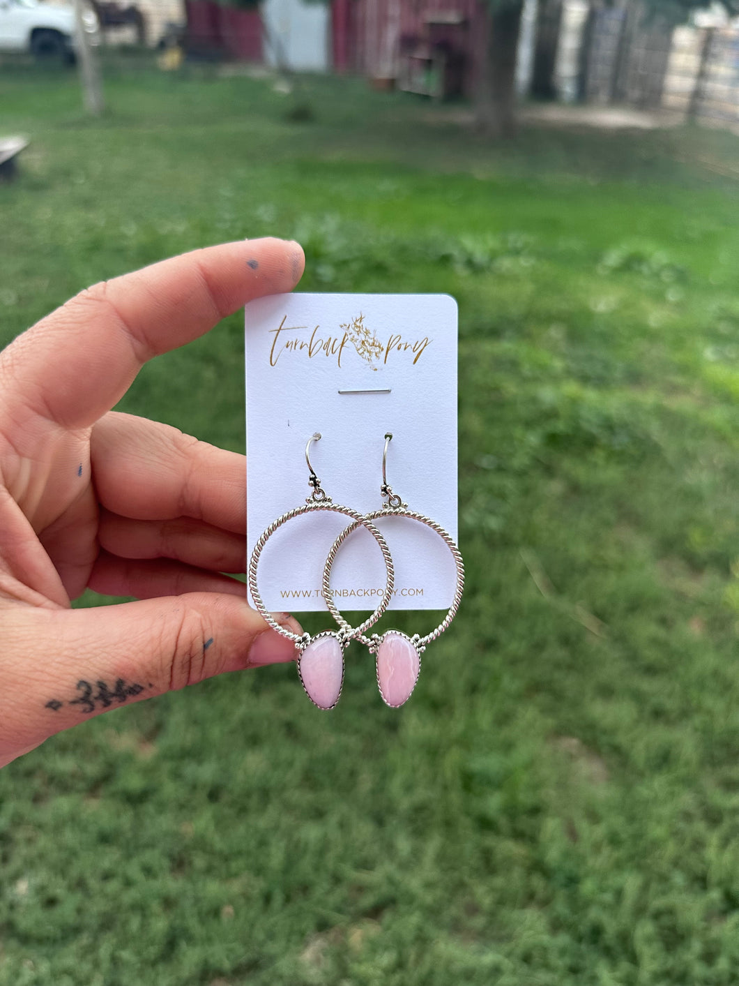 Pink Conch Hoop Earrings