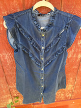Load image into Gallery viewer, Denim Ruffle Blouse
