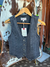 Load image into Gallery viewer, Black Denim Rhinestone Vest

