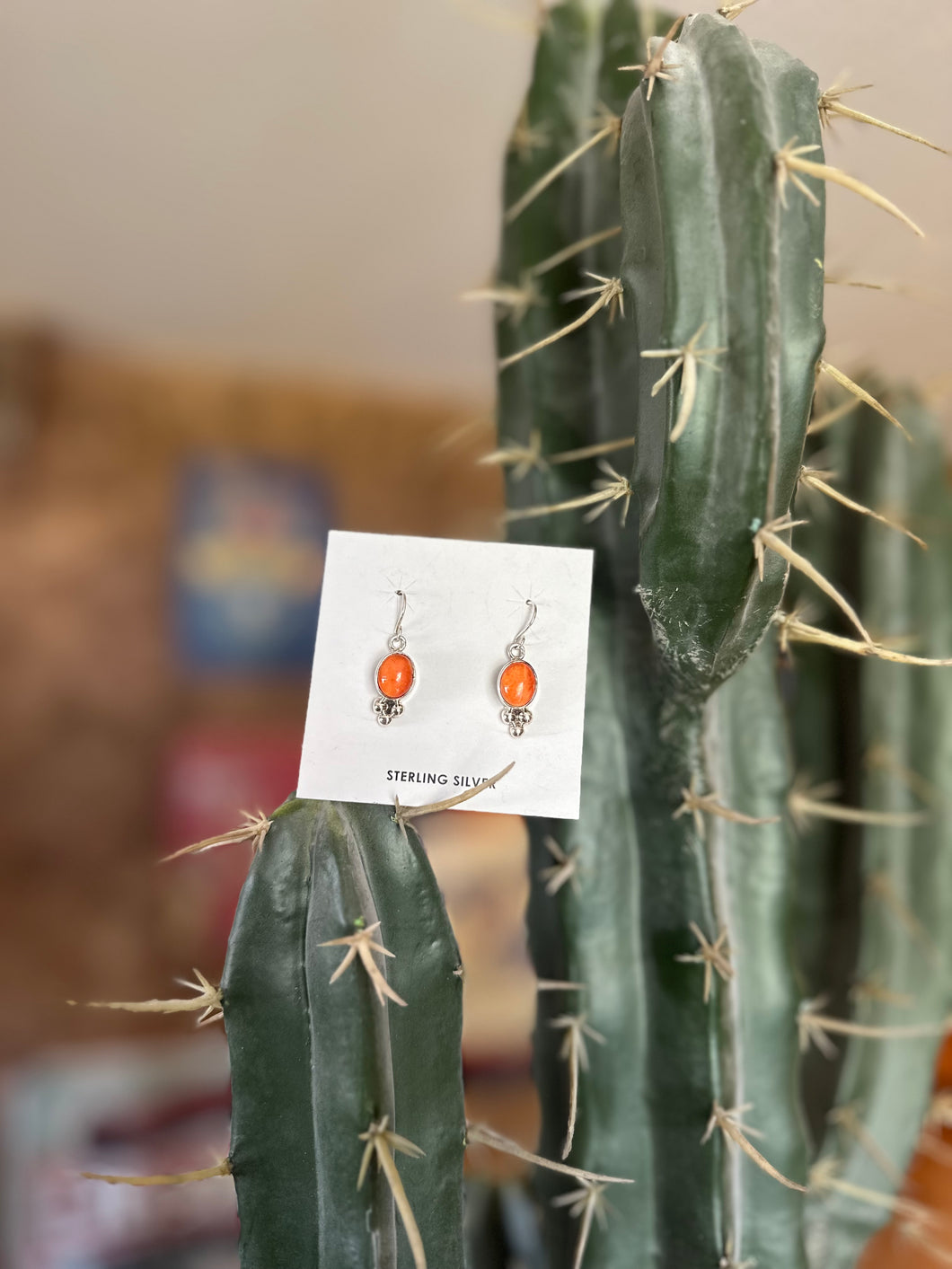 Orange Spiney Droplet Earrings