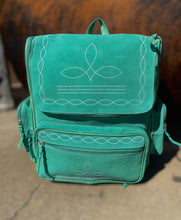 Load image into Gallery viewer, Turquoise Suede Backpack/Diaper Bag
