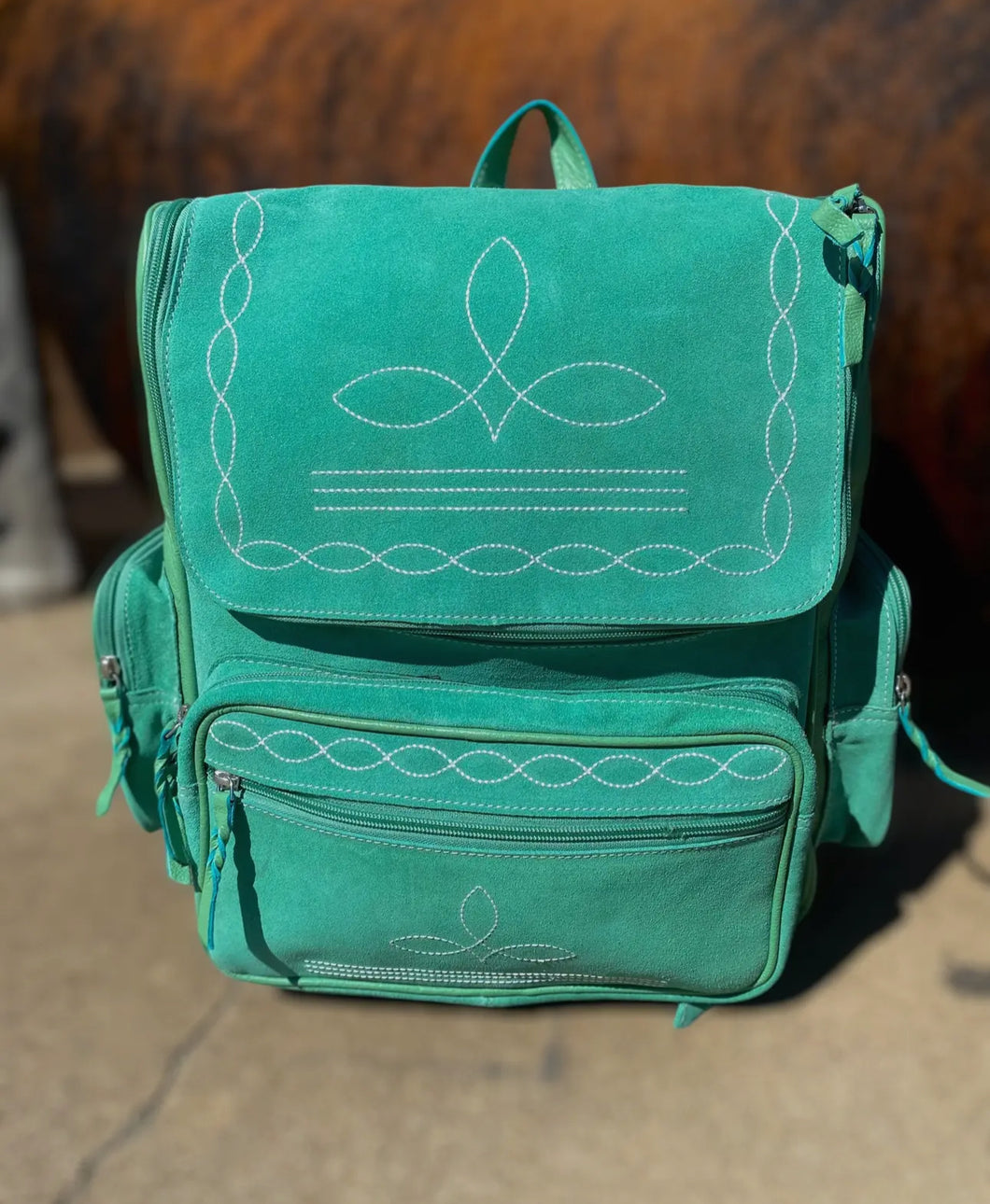 Turquoise Suede Backpack/Diaper Bag