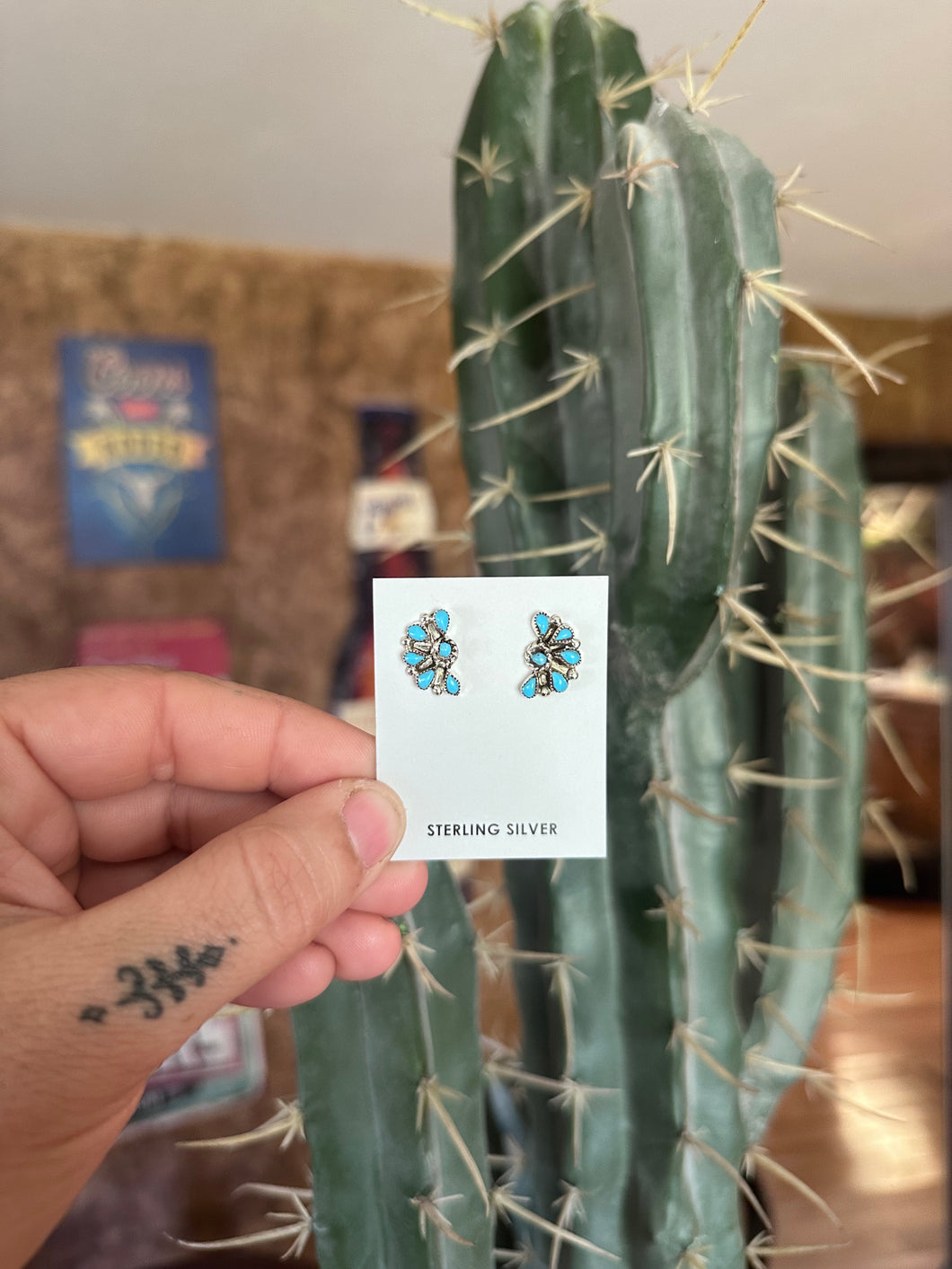 Zuni Half Cluster Post Earrings