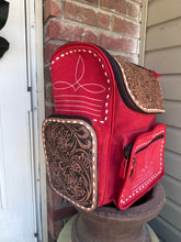 Load image into Gallery viewer, Red Suede Leather Backpack/Diaper bag
