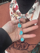 Load image into Gallery viewer, Carved Turquoise Flower Lariat Necklace
