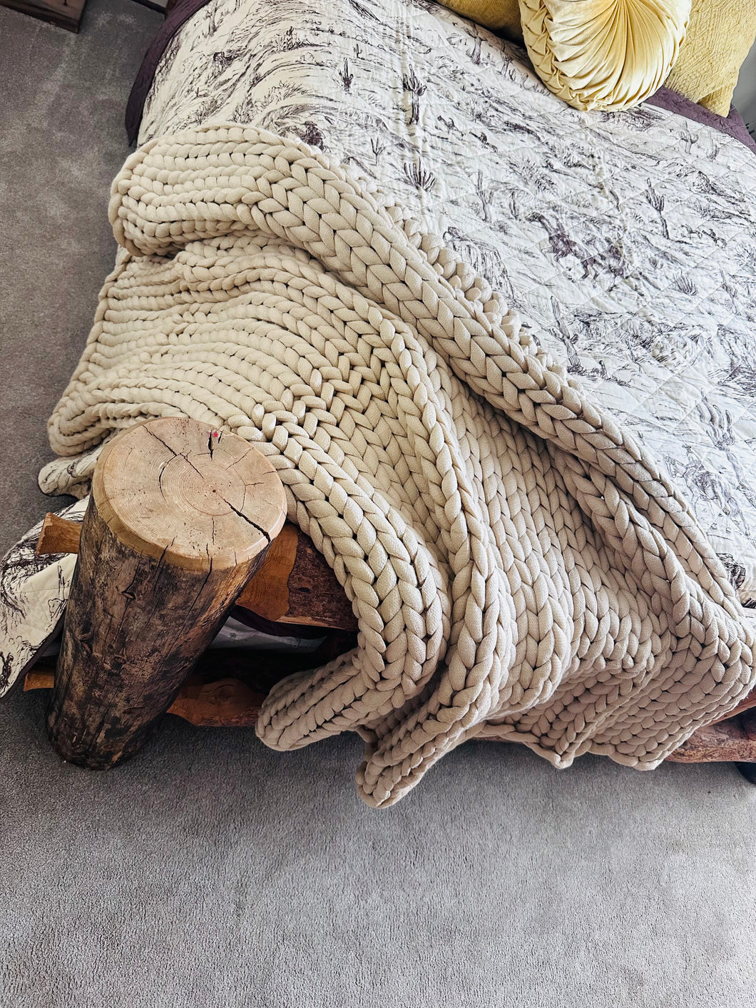 Taupe Chunky Knit Throw