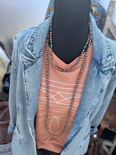 Load image into Gallery viewer, 60&quot; Copper Pearl and Turquoise Necklace

