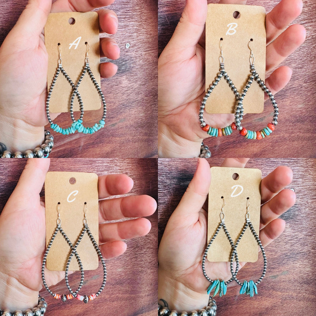 Navajo Pearl Teardrop Earrings