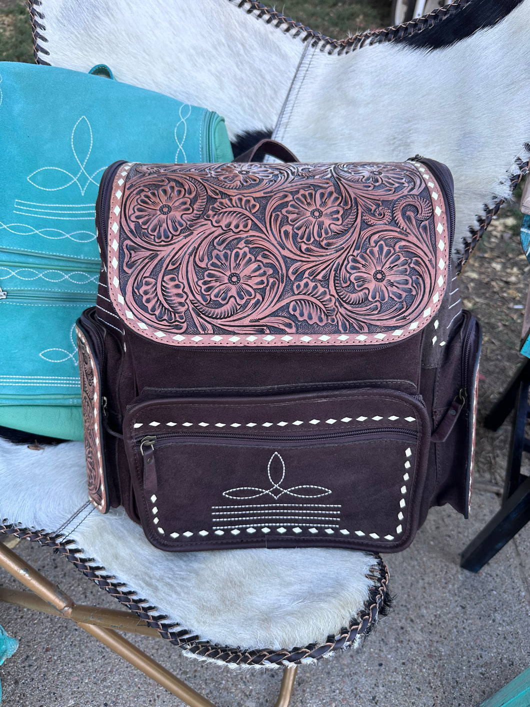 Brown Suede Backpack/Diaperbag