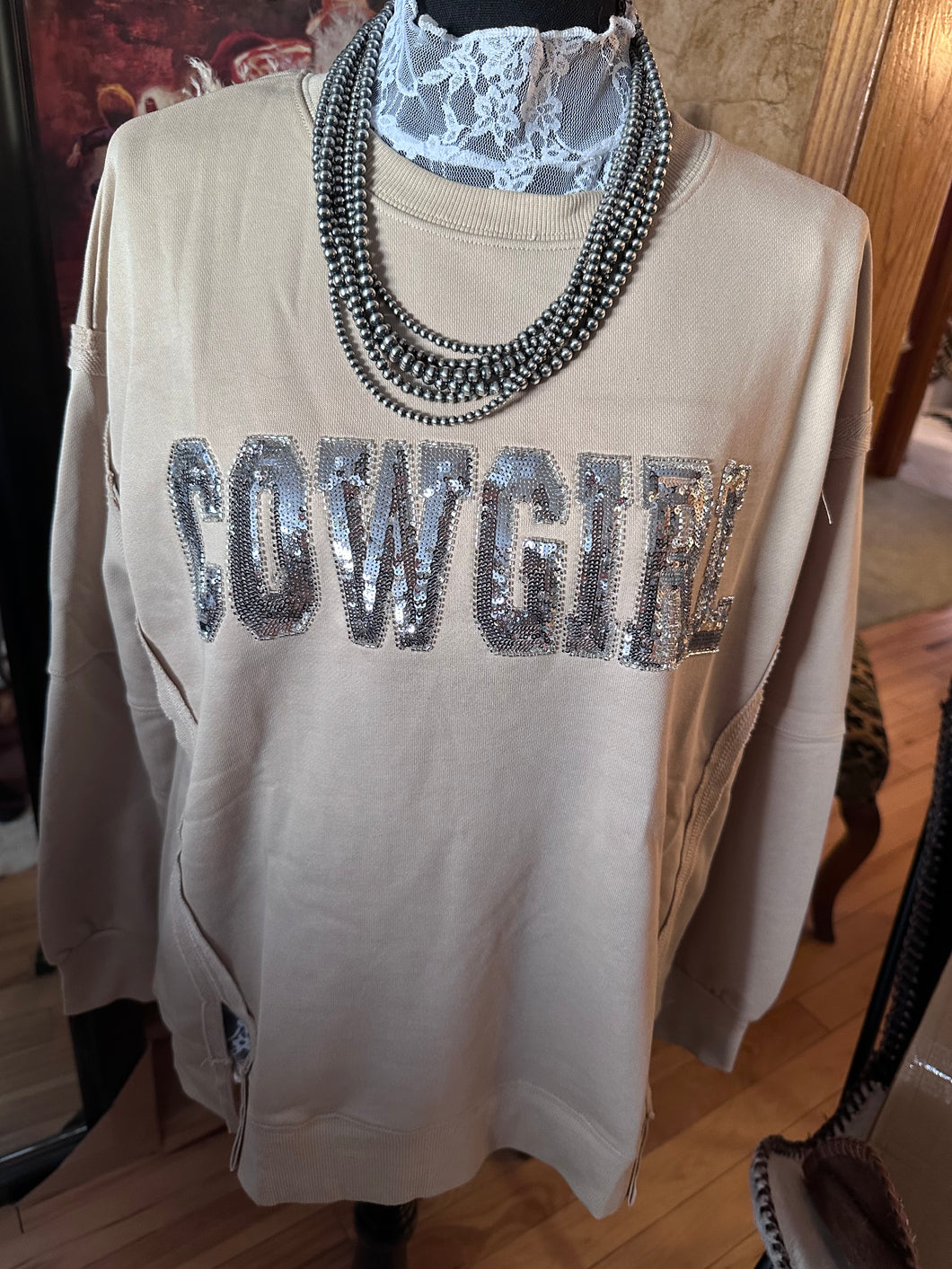 Sequin Cowgirl Crewneck