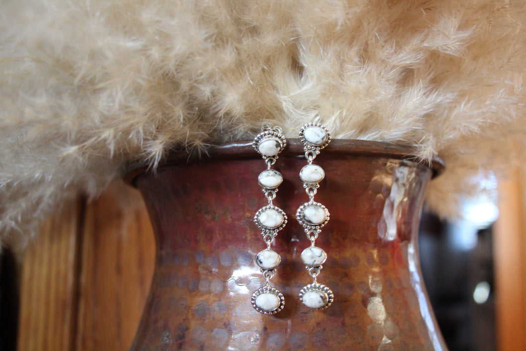 White Buffalo Dangle Earrings