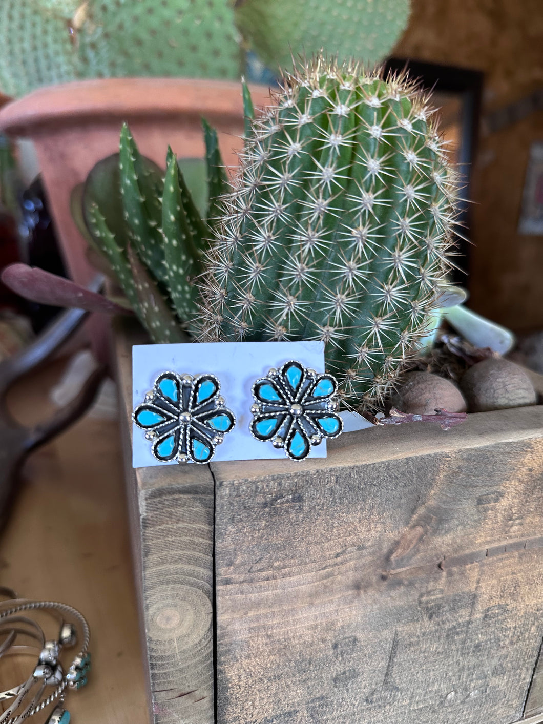 Turquoise cluster earrings