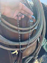 Load image into Gallery viewer, Rosary Style Silver Pearl Necklace
