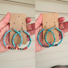 Load image into Gallery viewer, Turquoise Hoop Earrings
