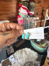 Load image into Gallery viewer, Gold Turquoise Bar Post Earrings
