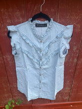 Load image into Gallery viewer, Denim Ruffle Blouse
