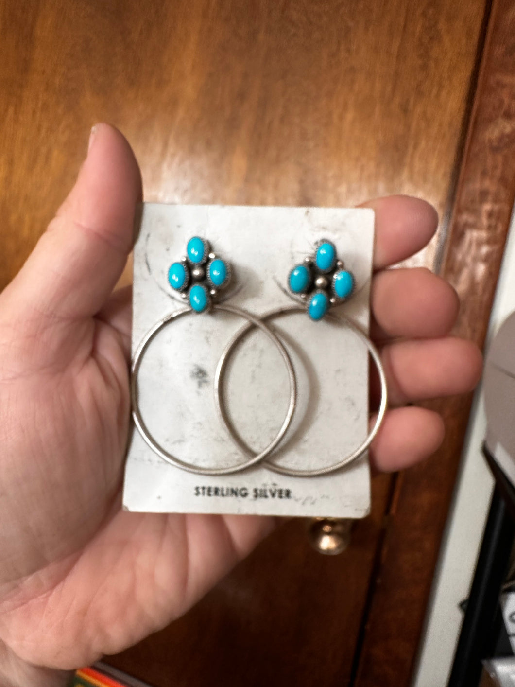 Turquoise cluster hoop earrings