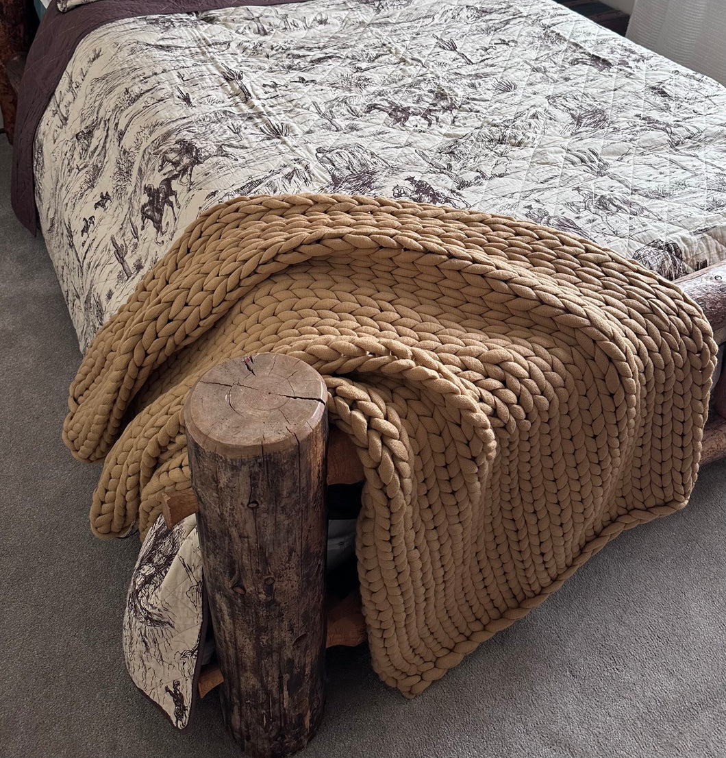 Camel Chunky Knit Throw