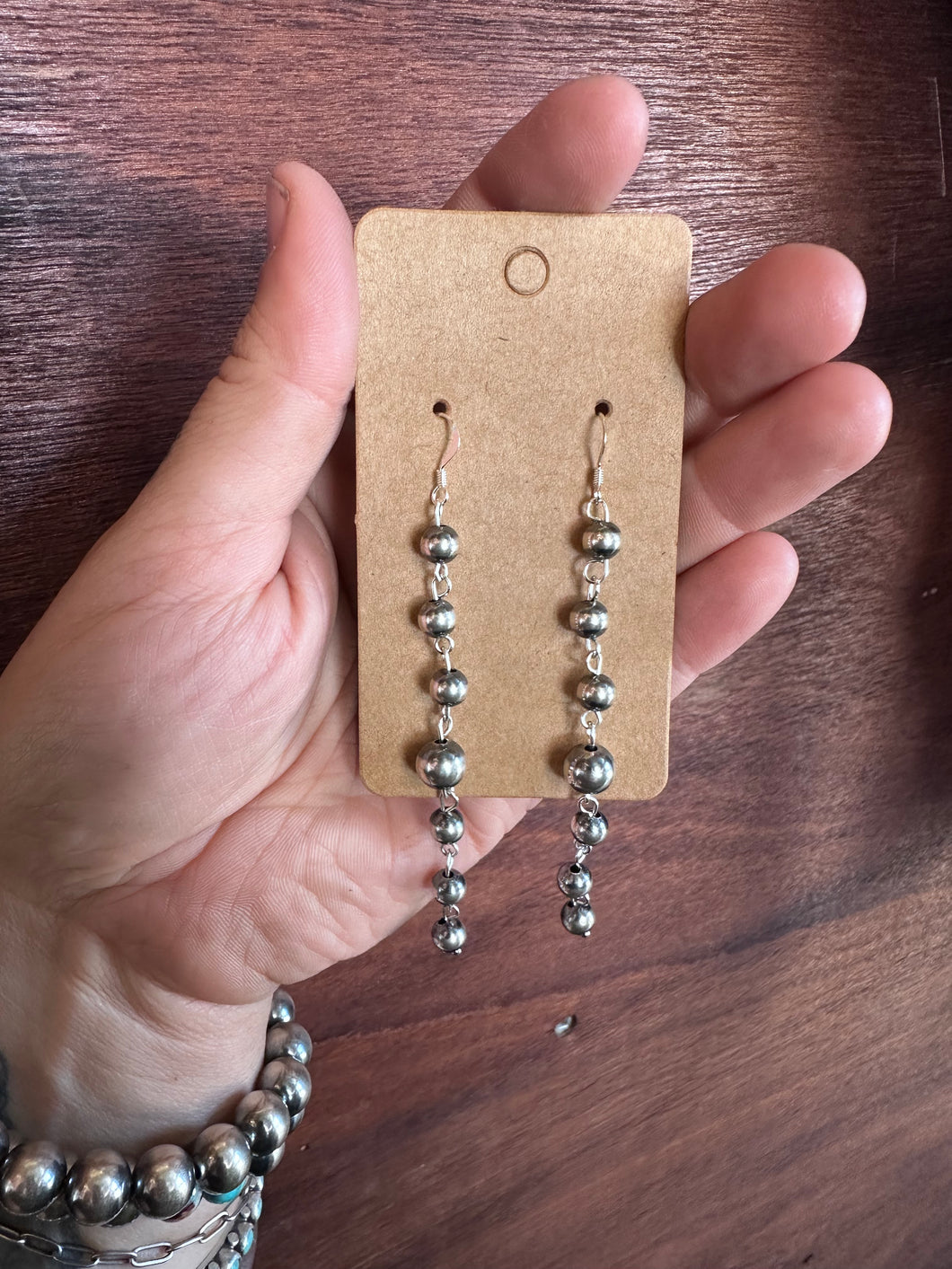 Long Navajo Pearl Chain Earrings