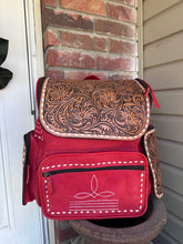 Load image into Gallery viewer, Red Suede Leather Backpack/Diaper bag
