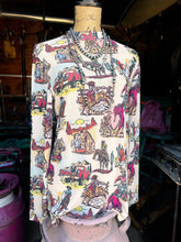 Load image into Gallery viewer, Semi-Sheer Western Print Top
