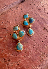 Load image into Gallery viewer, Golden Turquoise Droplet Earrings
