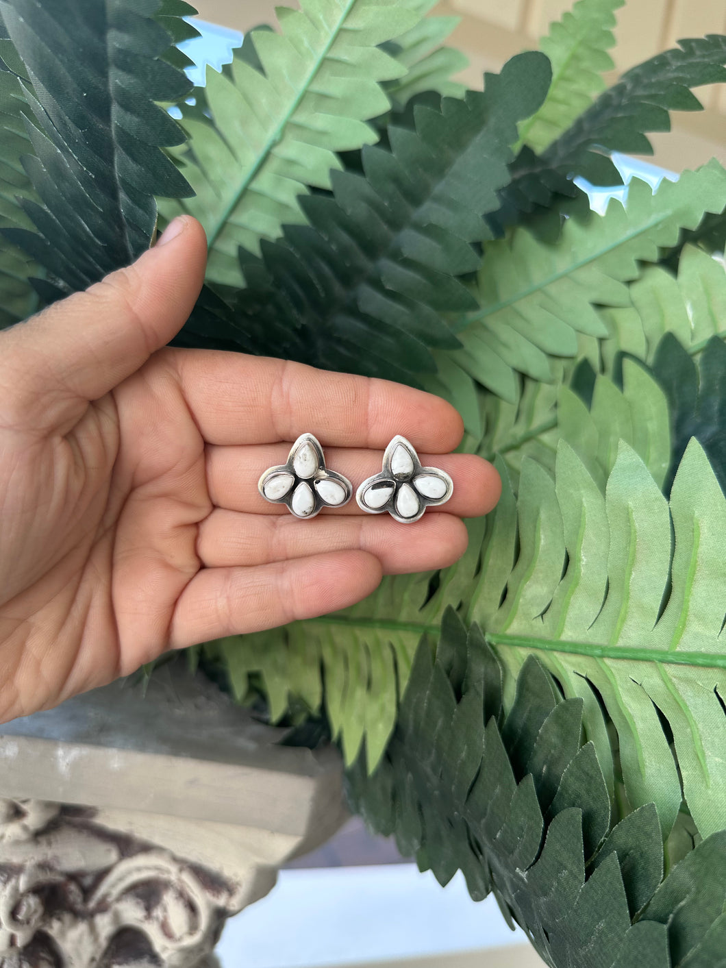 White buffalo post earrings