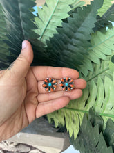 Load image into Gallery viewer, Orange Spiney and Royston Cluster earrings
