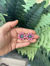 Load image into Gallery viewer, Hot Pink Opal &amp; Turquoise Earrings
