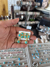 Load image into Gallery viewer, Golden Turquoise Droplet Earrings
