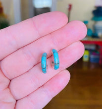 Load image into Gallery viewer, Tiny Turquoise Hoop Earrings
