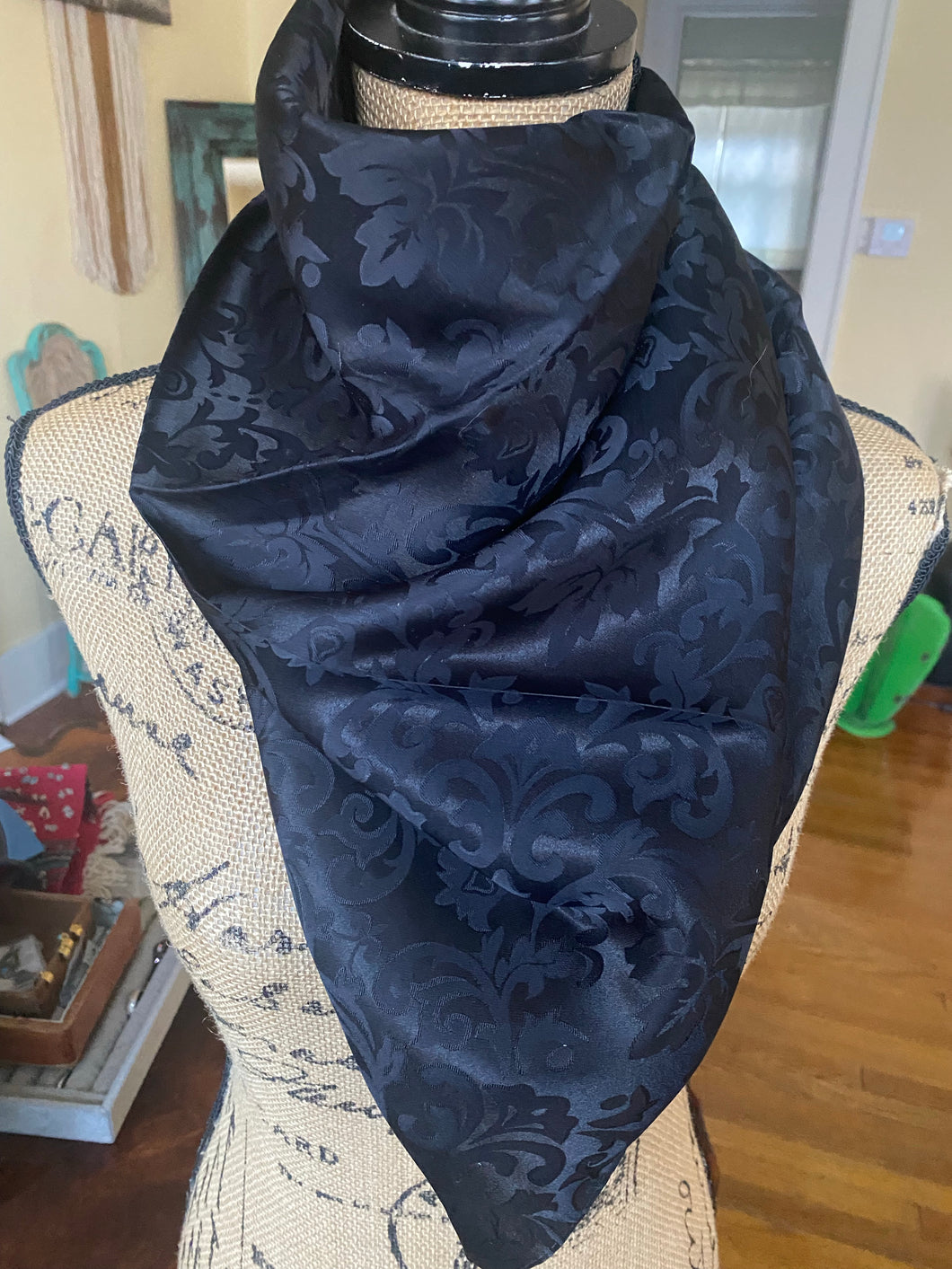 36”x36” Black Jacquard Scarf