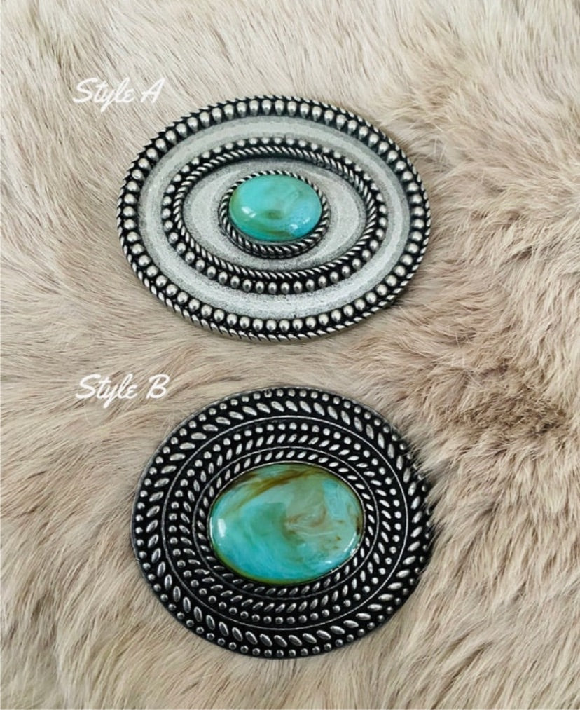 Turquoise belt buckles